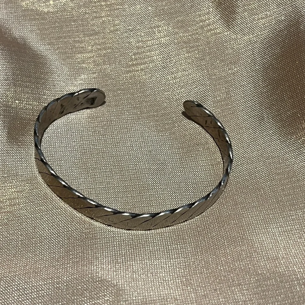 Kids Classic Braided Cuffs Silver Etched (HELEN) Everyday Bracelet Stackable